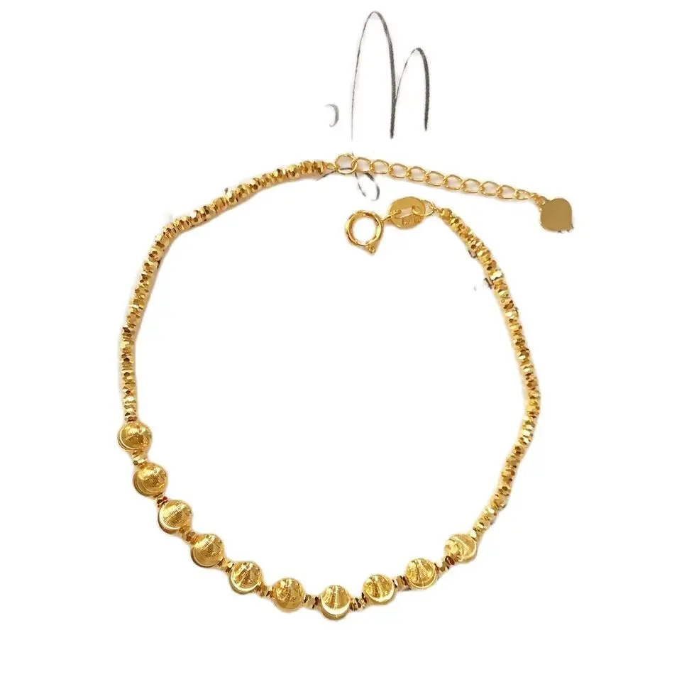 MADALENA SARARA 18k Yellow Gold Women Bracelet Reflection Face Bead Chain High Quality Au750 Yellow Gold