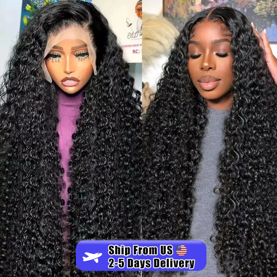 

250% Deep Wave Wig Human Hair Brazilian Transparent 13x6 HD Lace Front Human Hair Wig 5x5 Glueless Closure Preplucked Curly Wigs
