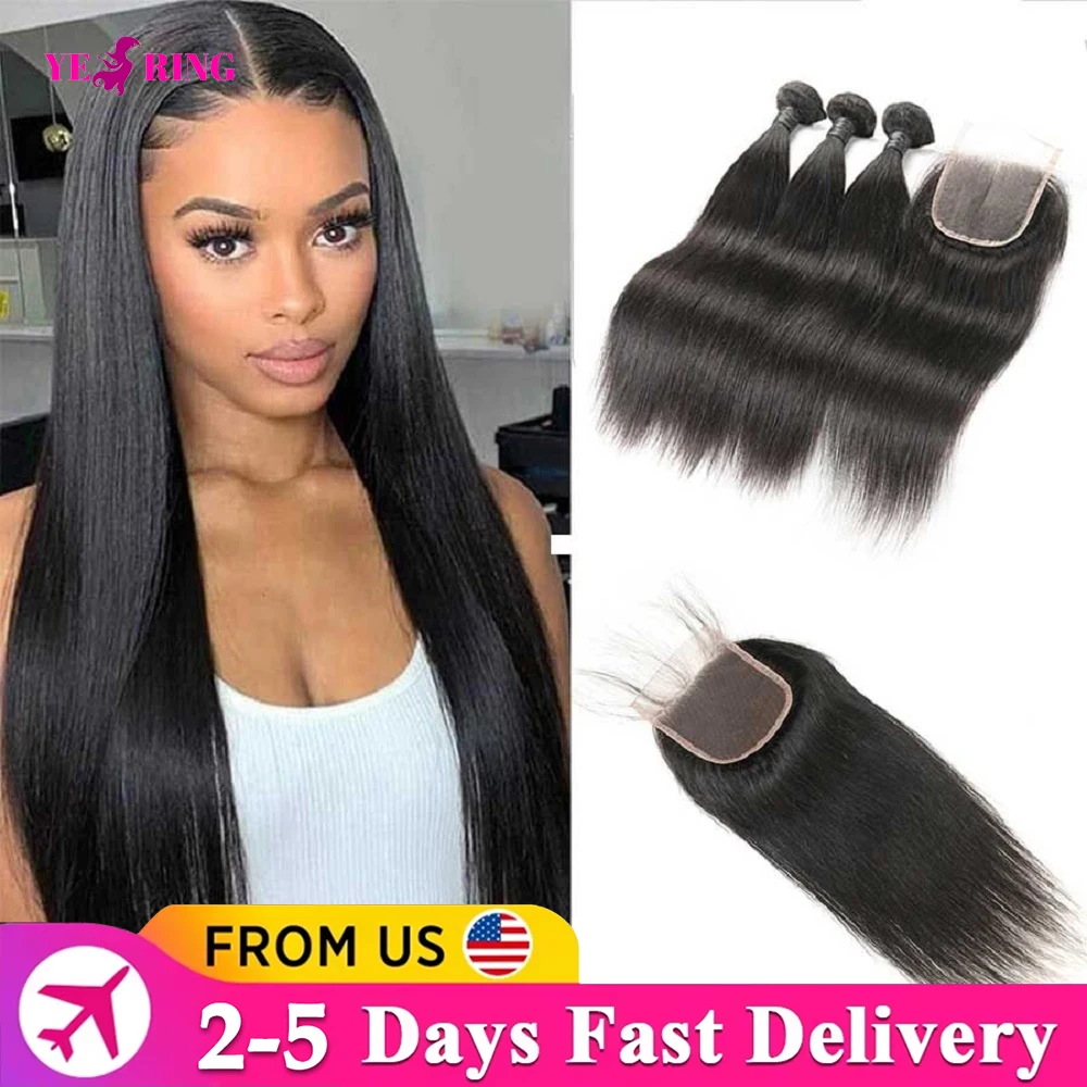 حزم شعر طبيعي مفرود مع 4X4 الدانتيل إغلاق 12A البرازيلي غير المجهزة عذراء وصلات شعر خام حزم 100% الشعر البشري