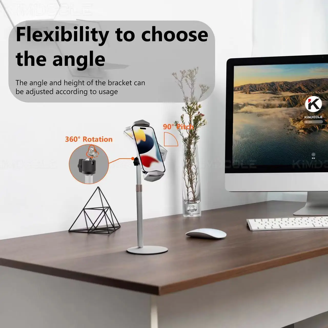Kimdoole Portable Monitor Stand Height Adjustable Vesa Monitor Tablet Stand Free Standing Low Profile Desk Mount Monitor Support image 3