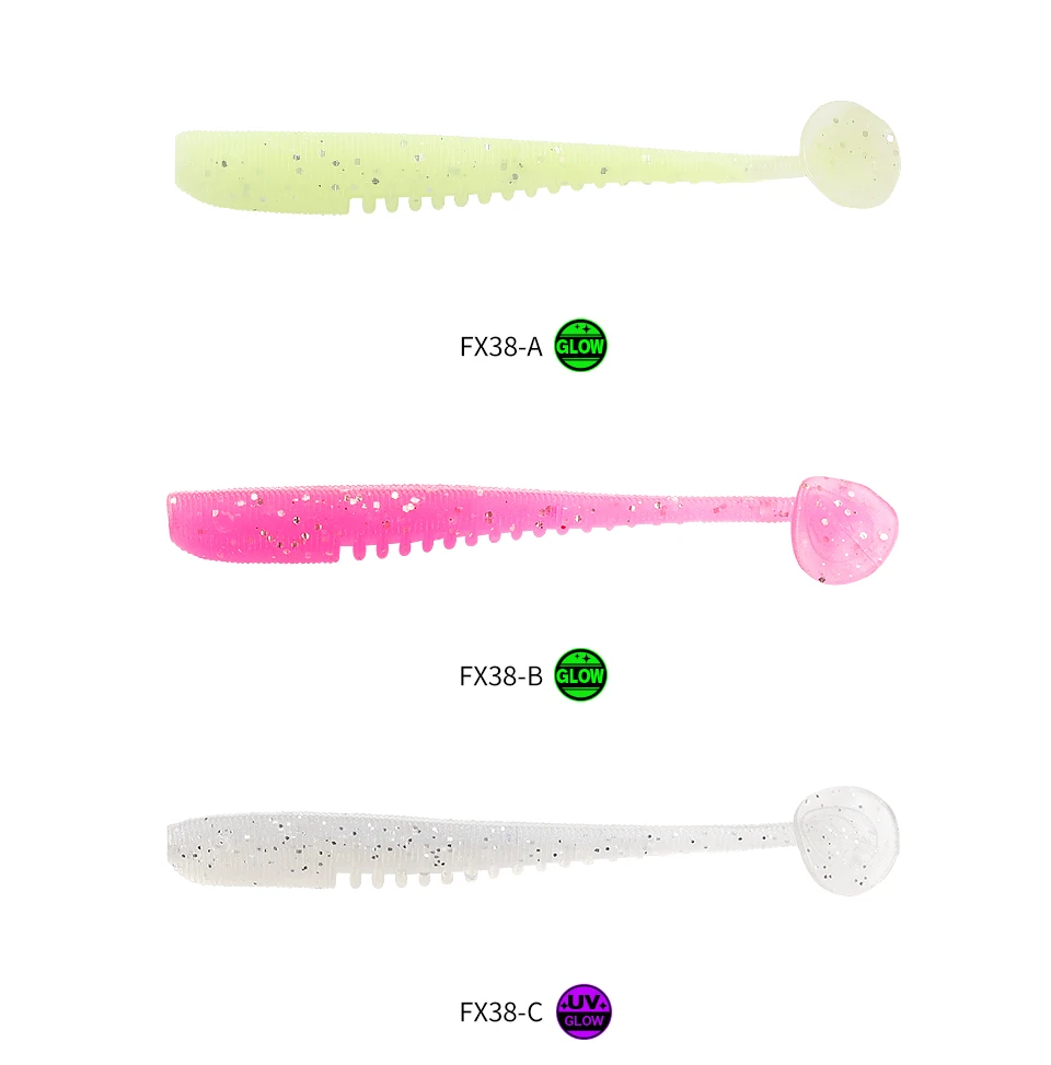 TSURINOYA 38mm 0,4g Weiche Angeln Köder FLEX T Schwanz Wurm Für Licht Spiel Rockfish Ajing UV Leuchtende silikon Swimbait Weichen Köder – Detail 11