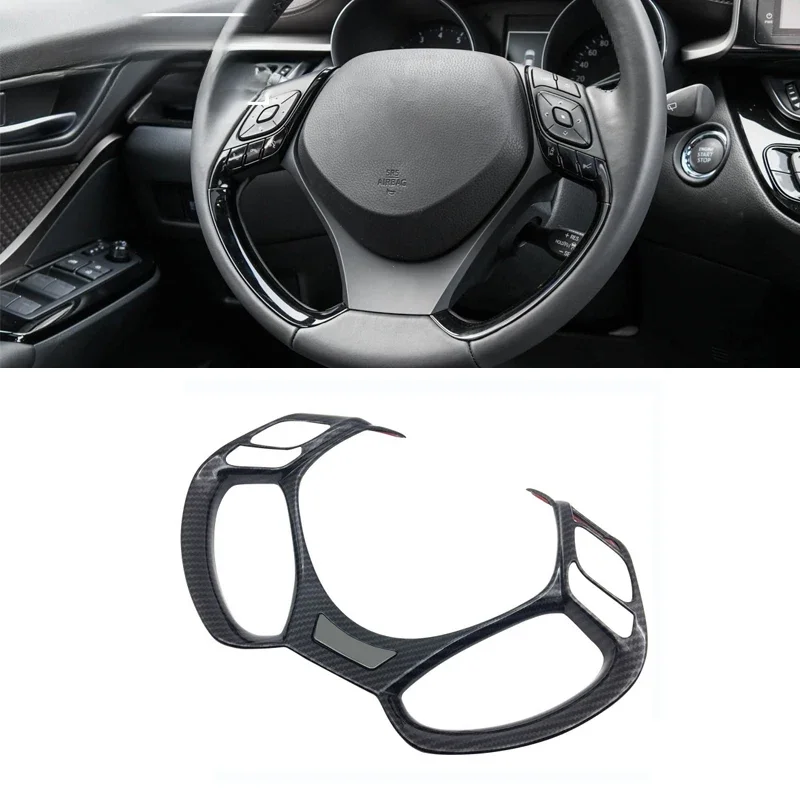 Dla Toyota C-Hr Chr 2017 2018 2019 2020 przycisk układu kierownicy samochodu dekoracja paneli naklejki osłona ramy akcesoria — zdjęcie 2