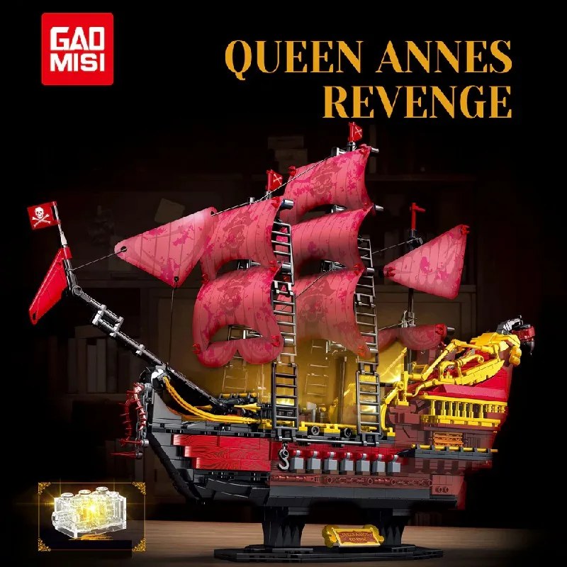 

2088pcs Red Pirate Ship Building Blocks Toys Model Pirate Ship Assemble Puzzle Bricks Toy Sets For Kid Desktop Ornament Gifts