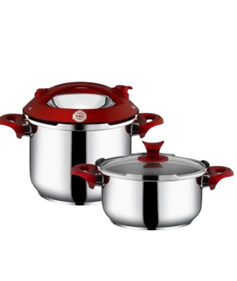 4 & 6 liter Pressure Cooker Red Quality Stainless Steel Surface Birbiriyle Full Compatible Interchangeable Cover