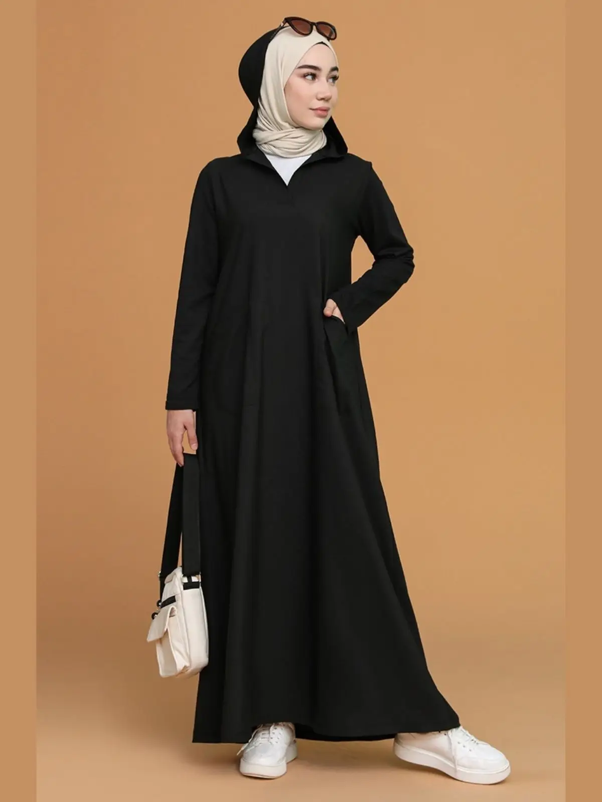 Robe en coton à capuche et manches longues pour femmes, 4 saisons, mode musulmane, vêtements Hijab élégants et adaptés