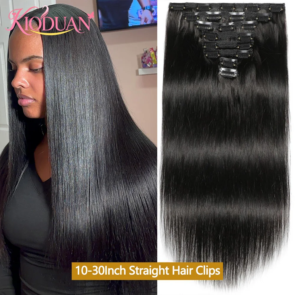 Extension per capelli umani con clip, 28-30 pollici, capelli umani lisci, consegna in 3 giorni in Francia