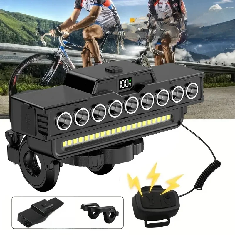 AliExpress KDULIT 9 LED Bike Light Set - Rechargeable 1600LM Front & 200LM Rear LED Lamp for MTB/Road Cycling (IPX5 Waterproof 7 Modes)