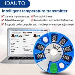 Integrated HART thermal resistance pt100 module S/E/K Type Thermocouple to 4-20mA Intelligent Temperature Transmitter