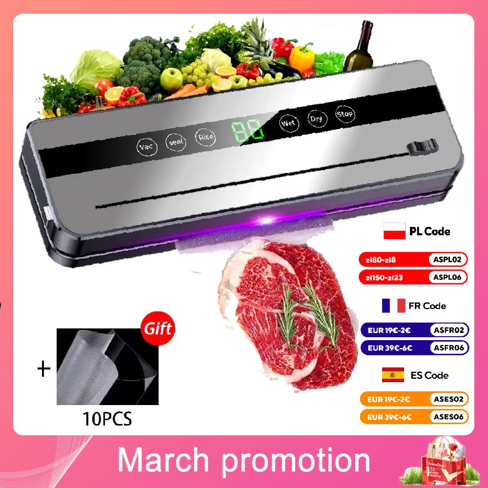 120W 5 Modes Vacuum Sealer Machine football Food Machine For Food conservation Automatic Food Baby Food Processor