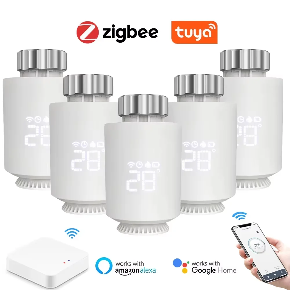 Termostato inteligente para radiador, válvula termostática, controlador de temperatura, compatible con Alexa, Google Home, TRV06, Tuya, ZigBee