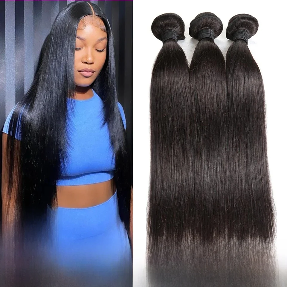 Tissage Steil haarbundels 1/3/4 STUKS Natuurlijk menselijk vrouwelijk haar Braziliaans geweven 10A Extensies van echt haar Levering 3-daags Frankrijk - afbeelding 2