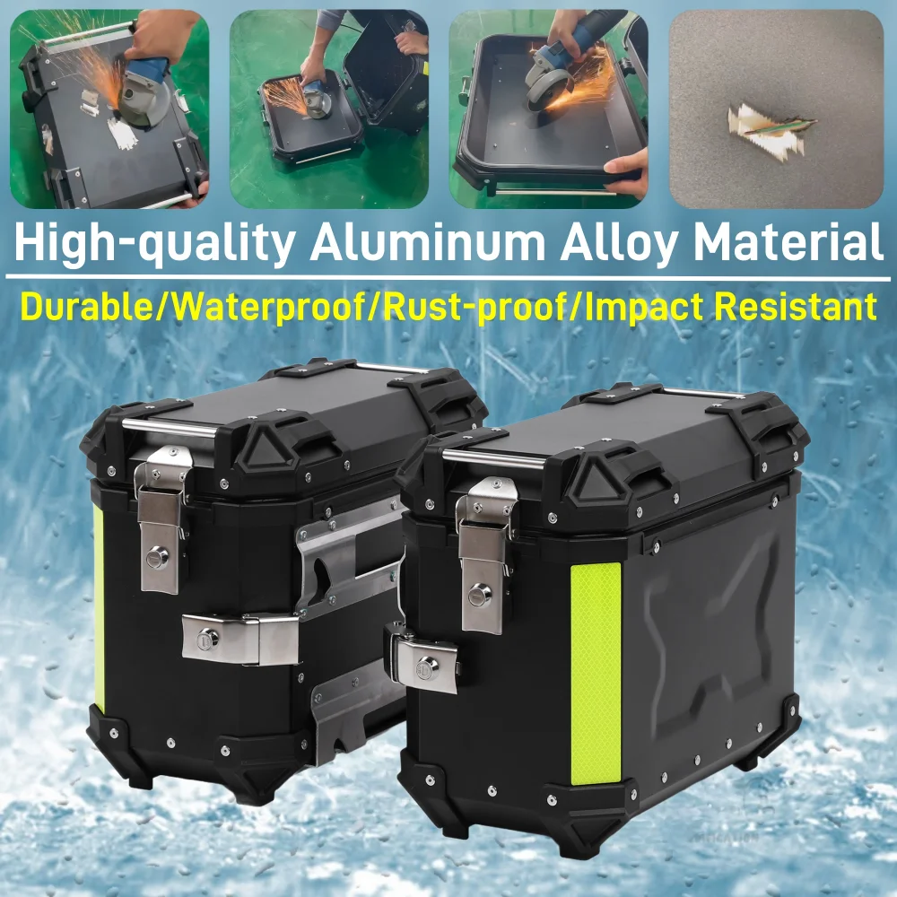 38L Motorrad-Seitenbox, Schnellverschluss, Aluminium, Moto-Gepäckkoffer, Satteltaschen, Werkzeugkasten, passend für SW-MOTECH-Halterung, nicht passend für Original-Rack – Detail 4