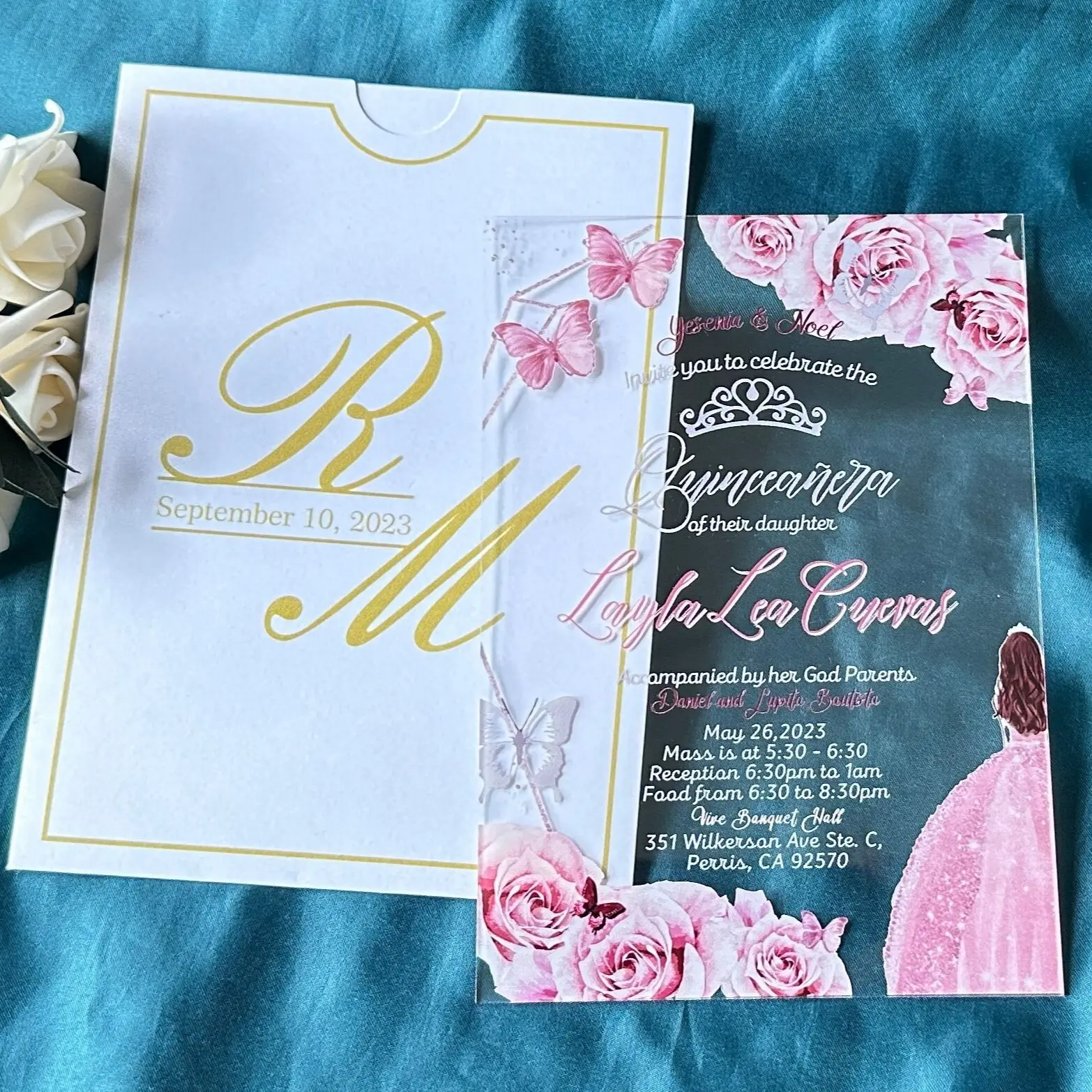 10pcs Custom Transparent Acrylic Quinceanera Invitation for Sweet Party Gift