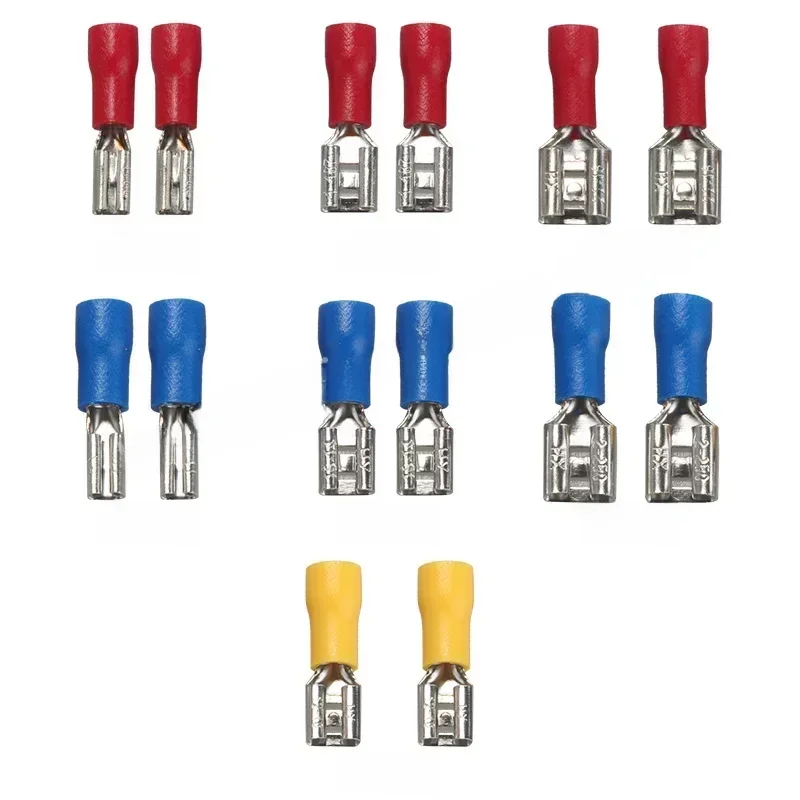 100/50/10 peças terminal de crimpagem fêmea 2.8mm 4.8mm 6.3mm conector de fio de pá isolado plugue