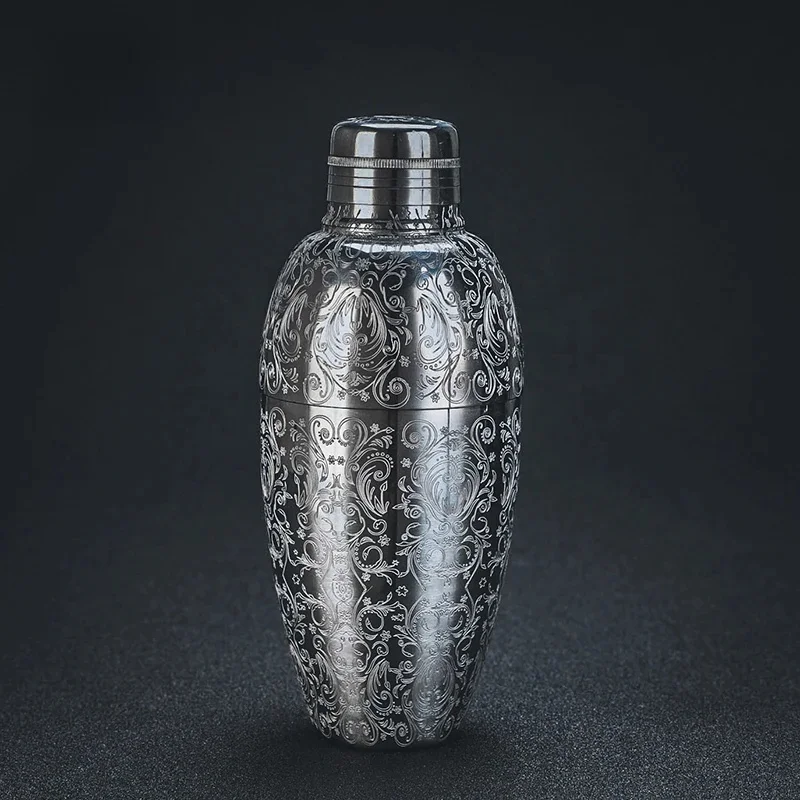 450ml Carven Engraving Vintage Bar Shaker Stainless Steel Cocktail Boston Bar Shaker Narzędzie barowe — zdjęcie 2