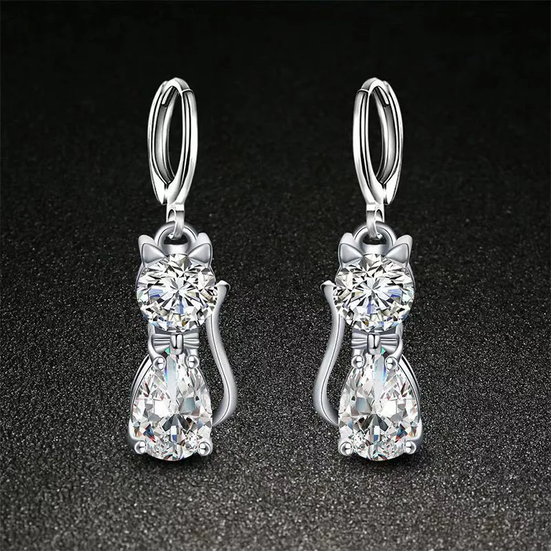 

Cute Crystal Cat Jewelry Set for Women