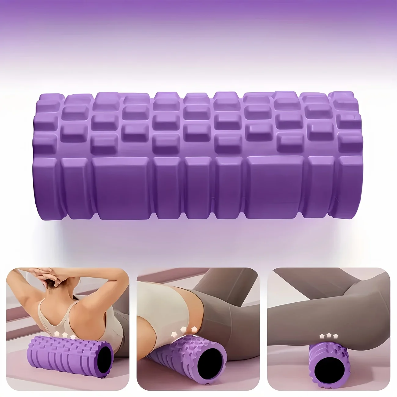

1 PC Purple EVA Foam Roller Yoga Stick for Deep Tissue Massage Back Leg Muscle Exercise Flexibility Improvement Fitness Gym