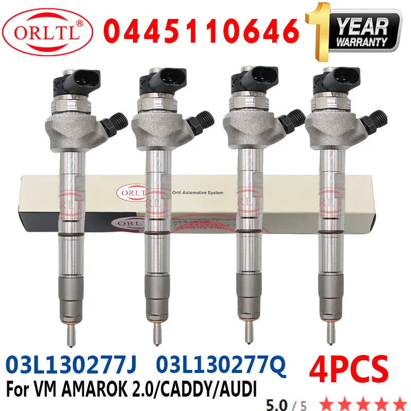 4PCS 0445110646 03L130277Q 03L130227J Common Rail Diesel Fuel Injector For VW Amarok Golf Jetta For Audi A1 A3 A4 A5 A6 Q3