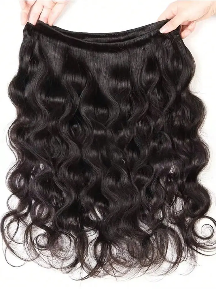 Rambut Manusia Model Body Wave 40 42 Inch Hitam Alami Model Water Wave Rambut Brasil 1 3 4 Pcs Bundel Rambut Ekstensi