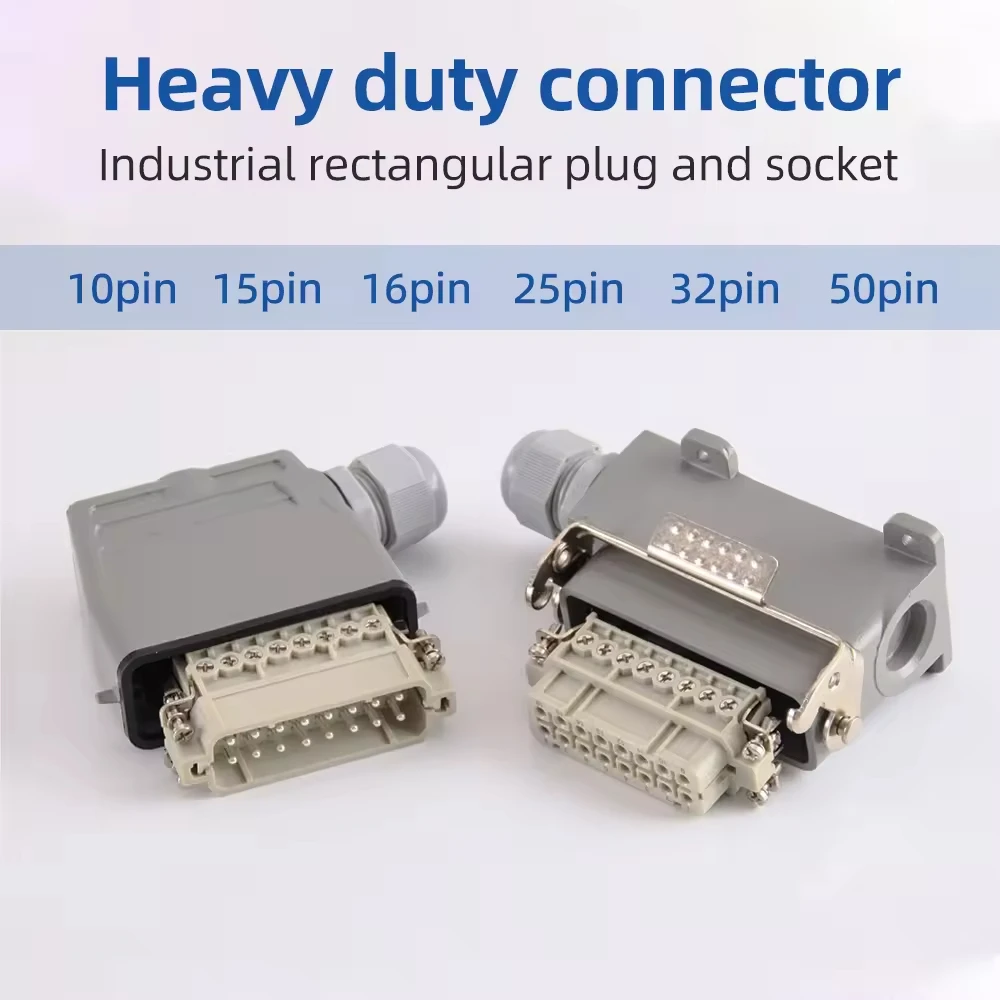 ZHQCN Heavy Duty Connectors HA Screw Crimp Aviation Connector Top Side Out 10Pin 16Pin 32Pin Connector Weld-Free