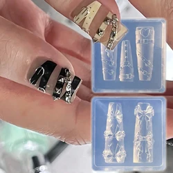 2 adet Y2K Nail Art Silikon Kalıplar 3D Yay/Kalp Kemer Reçine damgalama plakası DIY El Yapımı Oyma Kalıpları Çivi Decora Aracı (3.9*3.9 cm)