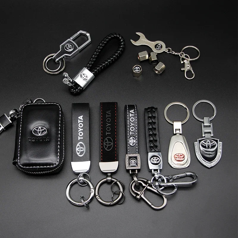 3D Metall/Leder Auto Styling Schlüssel bund für Toyota chr rav4 Yaris Prius Avensis Corolla Camry