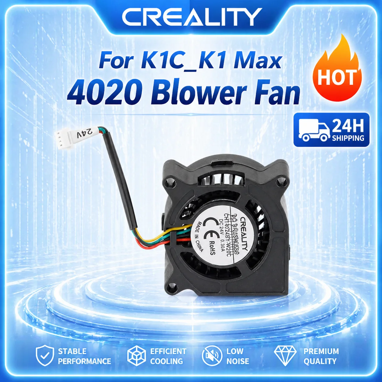 

CREALITY 4020 Blower Fan for K1C_K1 Max DC24V 0.3A _L60_1.25-4P Brand New Original Parts 4020 Blower Fan 3D Printer Accessories