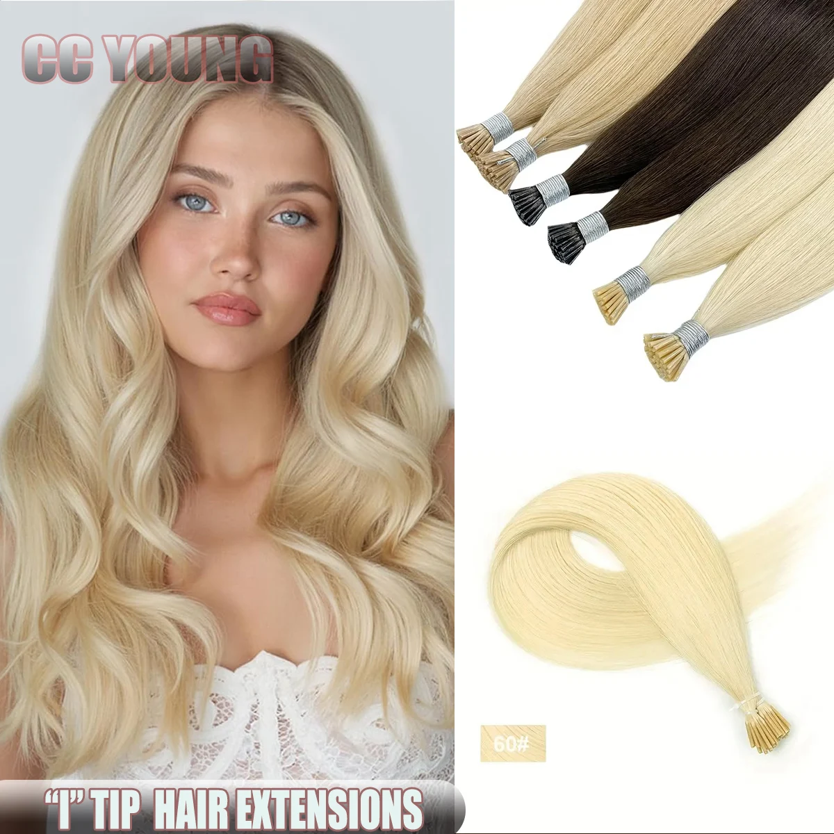 

Real Human Hair Stick I Tip Hair Extensions Pre Bonded Hot Fusion Keratin Remy Human Hair Extensions Platinum Blond Color