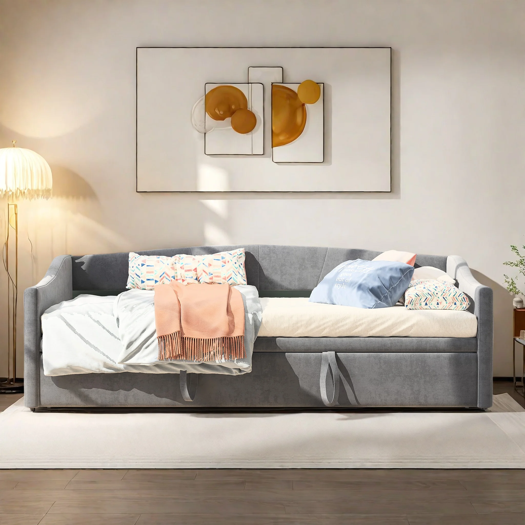 Rosahqnda Canapé pliant 90/180x200 cm Canapé-lit multifonctionnel deux en un Lit simple ou double rembourré Lit d'invité en velours