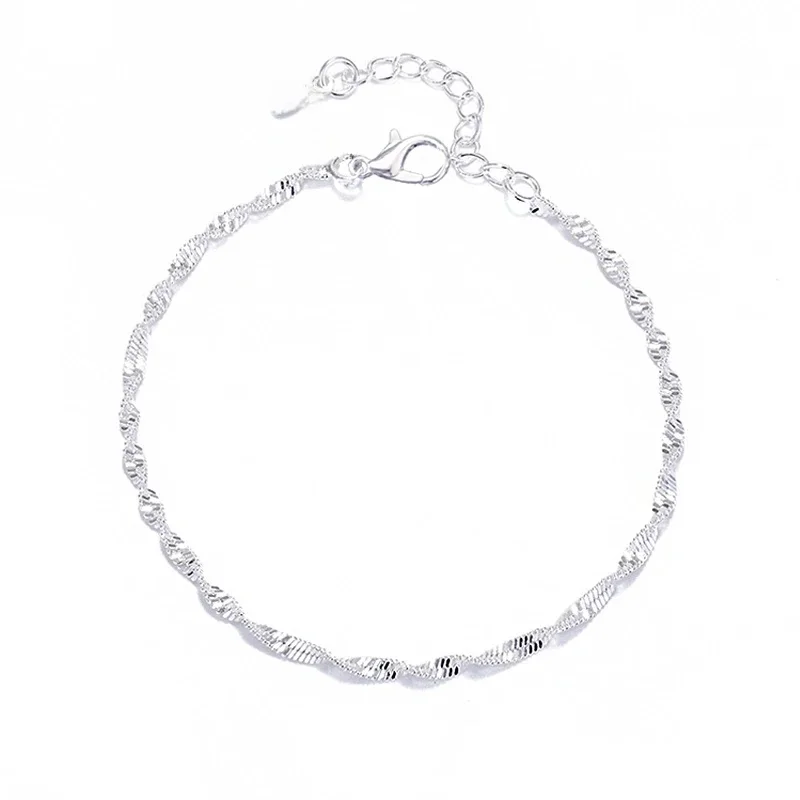 Moda Twisted Weave Chain For Women Anklet Hot Sale 925 Sterling Silver Anklets Bransoletka dla kobiet Biżuteria na stopę Anklet na stopę — zdjęcie 2