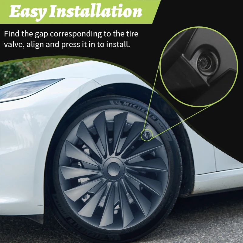 4PCS Wheel Cover Design For Tesla Model 3 Highland 2023-2025 18 Inch Right&Left Hubcaps Storm Style Wheel Cover Accessories