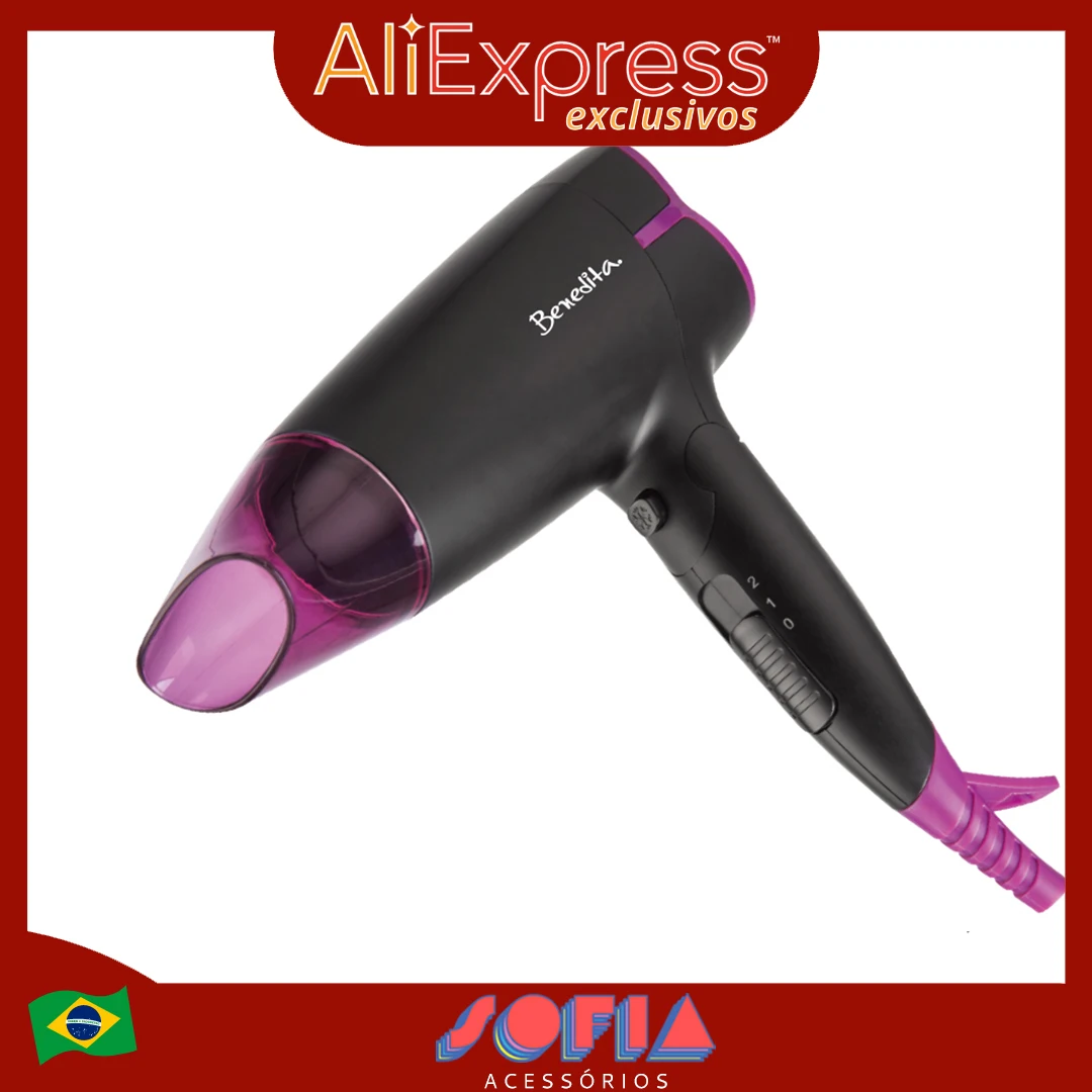 Mini Secador Cabelos Portátil Dobrável Viagem Compacto Leve Potente Iônico Bivolt 110V 220V Secagem Rápida Prático Diário