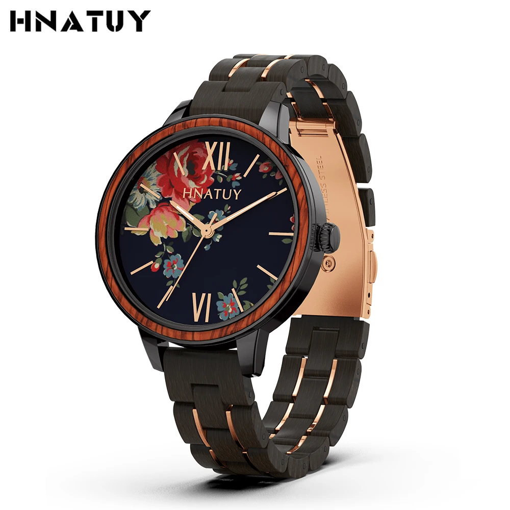 

HNATUY Quartz Watch for Women Wooden Strap Watches Ladies Watch Orginal Design Luxury Brand Fashion Girl Clock Relogio Feminino