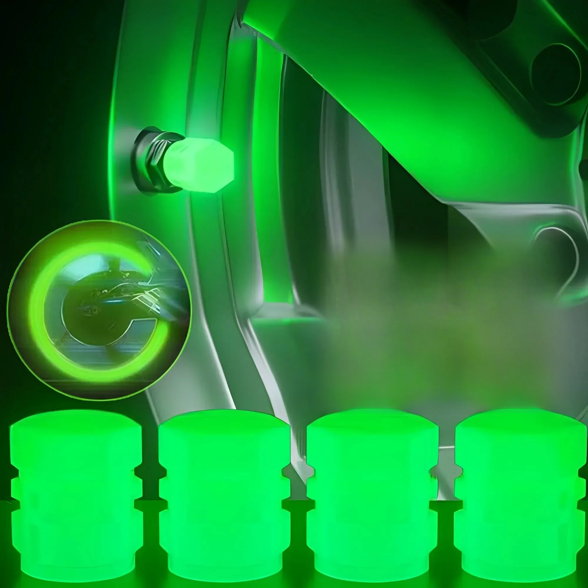 AliExpress Luminous Valve Caps Fluorescent Night Car Tire Valve Caps Motorcycle Bike Glowing Decor Wheel Nozzles Tyre Cap Car Accessories