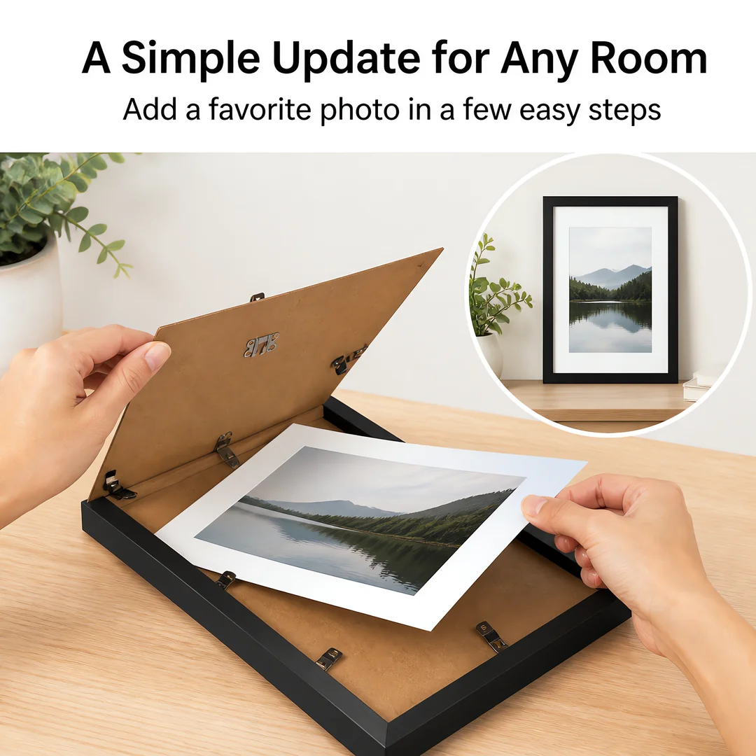 Upsimples 8.5 X 11 Picture Frame, Wall Decor Photo Frames, Black 1 Pack 8.5 X 11 Frame, 5 X 7 Frame with Mat for Gallery Wall, Family, Baby, Dog, Dorm, Christmas, Mothers' Day
