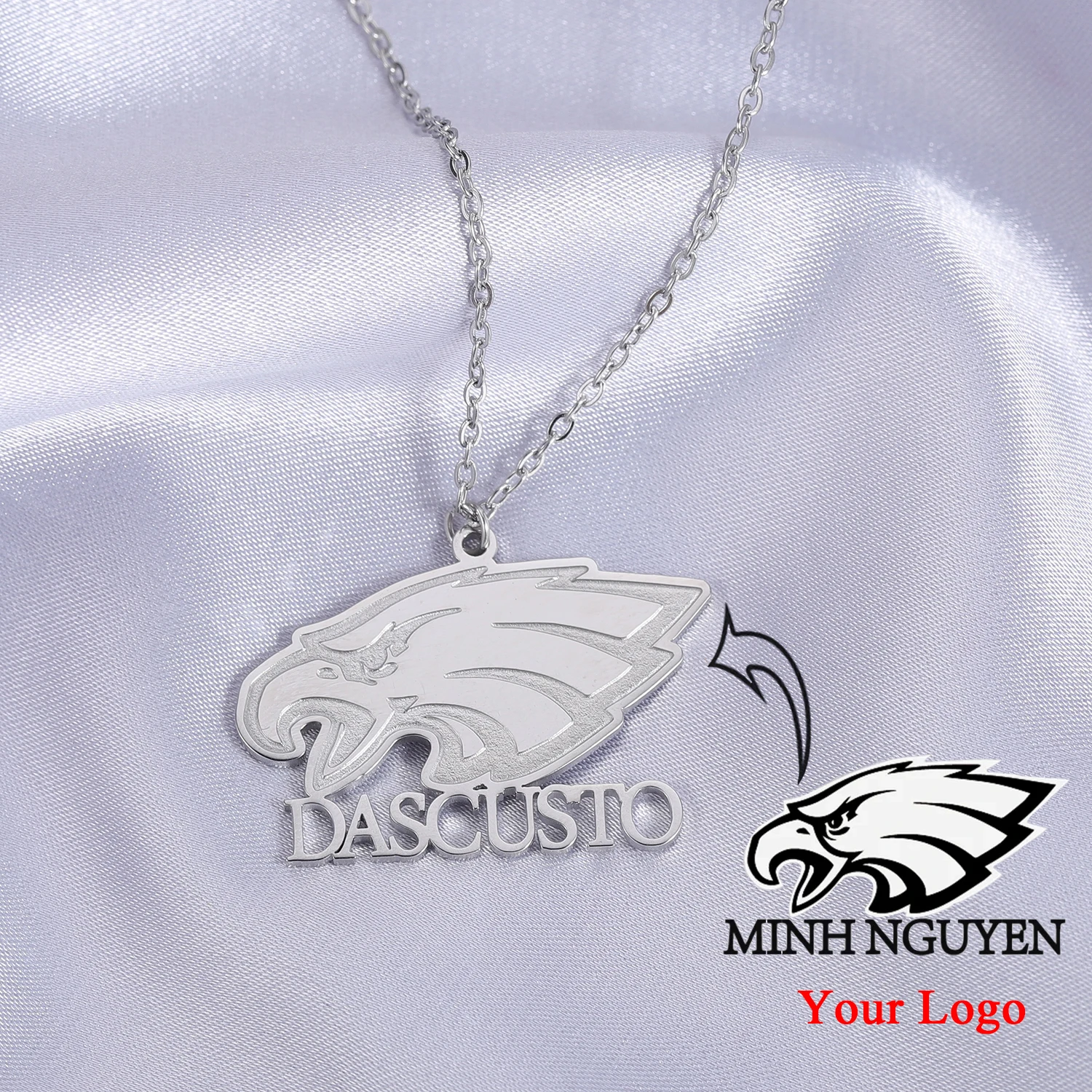 Customized Logo Necklace Personalized Any Logo Necklace Company Icon Necklace Deep Custom Engraving Name Necklace For Mens Gifts