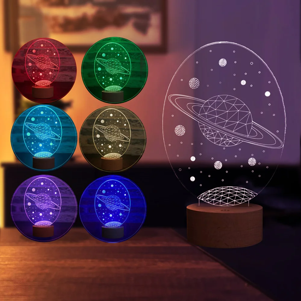 Decorative Gift LED Table Lamp with Saturn Planet Figure - Space-themed Night Light