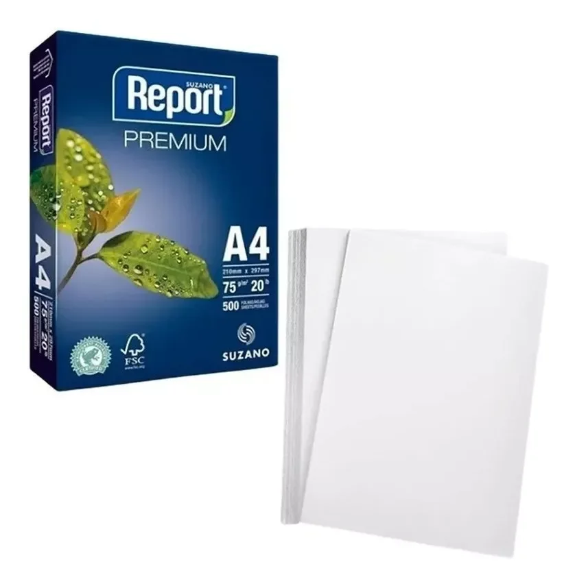 Papel Sulfite A4 75g Resma 500 Folhas Premium Report Suzano