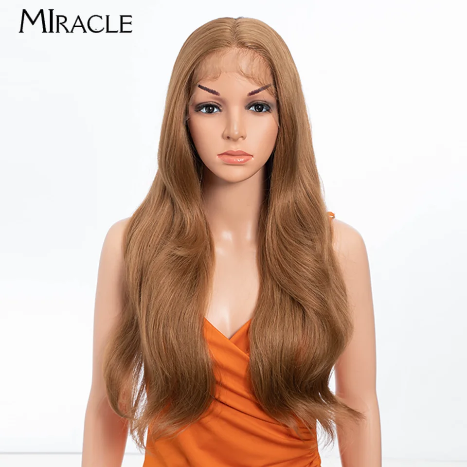 

MIRACLE Synthetic Lace Front Wig for Women Loose Wave Wavy Cosplay Wig Brown Ombre Blonde Wigs Heat Resistant Lace Frontal Wig