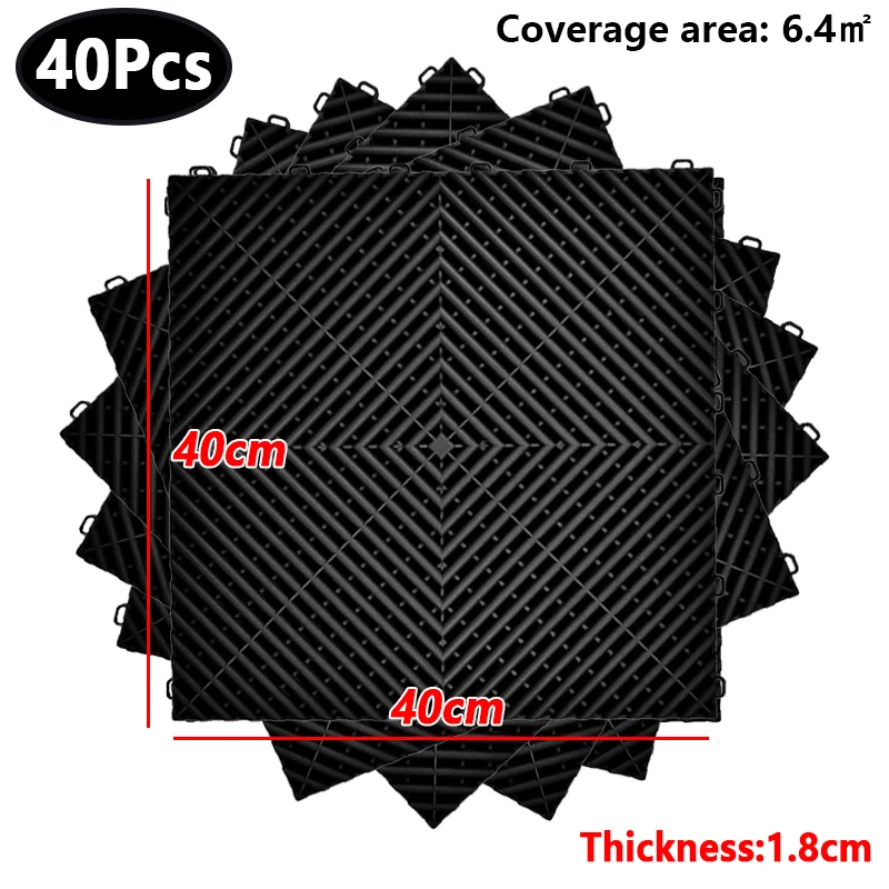 40 stks/set Zwart Rood Garage Vloerplaten 40*40*1.8 cm Grijpende Garage Vloertegels Wasstraat kamer PVC Splicing Grille Tegels