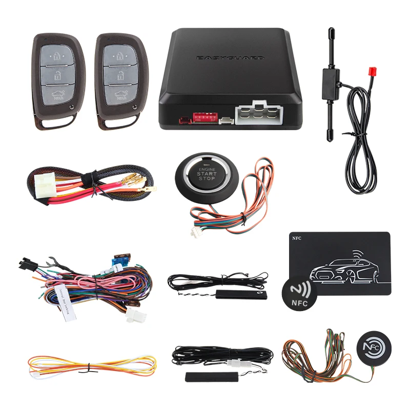 EASYGUARD Universal DC 12V PKE Car Alarm System Passive Keyless Entry & Remote Engine Start NFC Lock Unlock