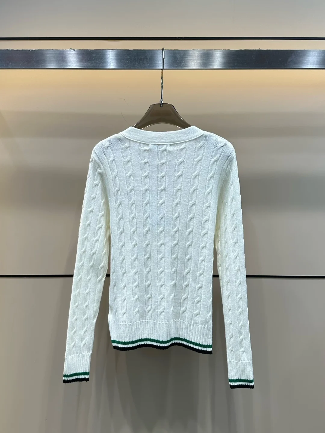 

New V-neck Single-Breasted Design Two-color Temperament Stretch Hemp Pattern Sweater Cardigan