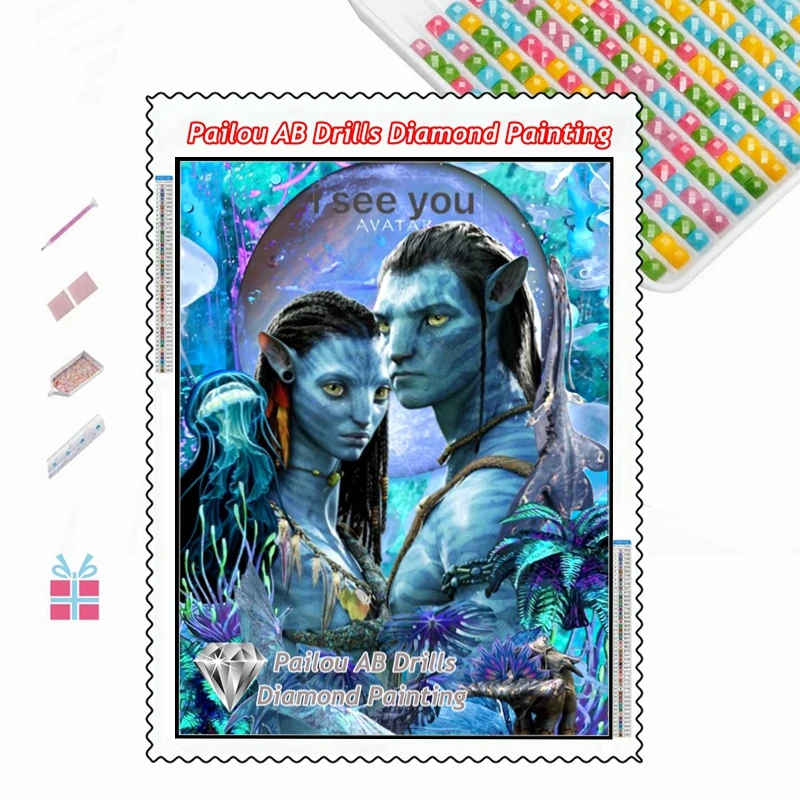 Avatar The Way Of Water Diamond Painting AB Drills James Cameron Fantasy Sci Fi Aliens Warrior Film Cross Stitch Room Decor