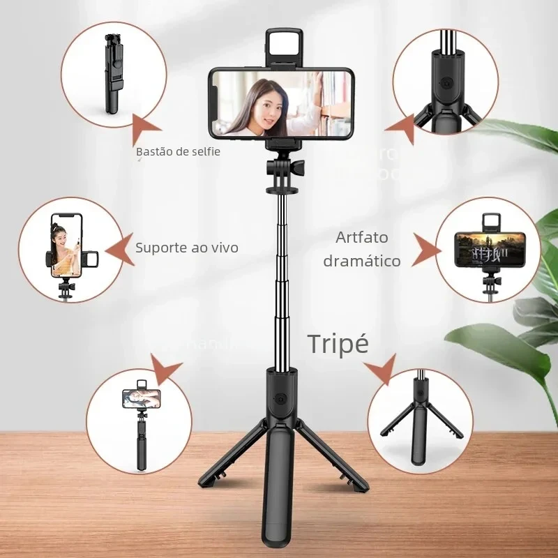 New 3 In 1 Wireless Selfie Tripod With Fill Light Bluetooth Shutter Remote Control Portable Foldable Monopod For Smart Phone