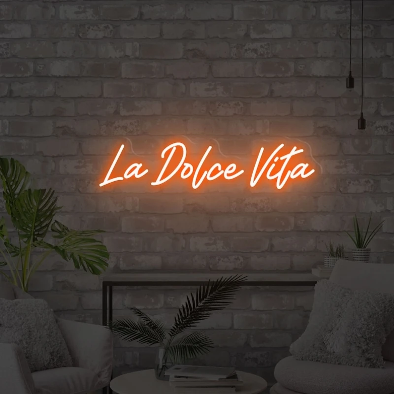 La dolce vita señal de neón, letrero Led personalizado, luz de neón para dormitorio, letrero de luz de pared de neón, letrero de neón para dormitorio, letrero para sala de juegos