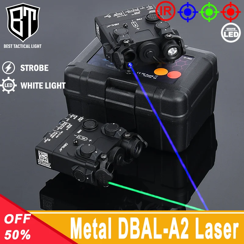 Metal DBAL-A2 Tactical Red Green Blue Dot Laser White Strobe Light Fit 20mm Picatinny Rail Hunting Weapon Airsoft Accessrories