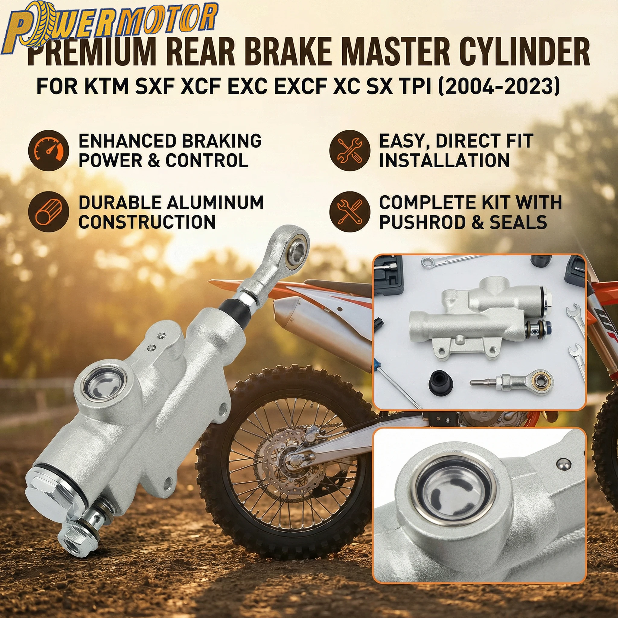 

For KTM Rear Brake Master Cylinder Pump for SXF XCF EXC EXCF XC SX TPI 125-530 2004-2023 Husqvarna GasGas Enduro DirtBike Parts