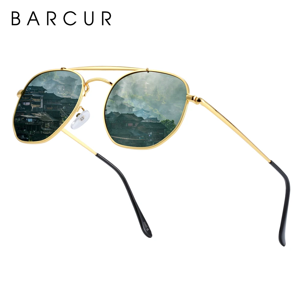 BARCUR Original Square Sunglasses For Men Polarized Women Hexagon Sun Glasses Oculos De Sol Gafas Lunette De soleil femme