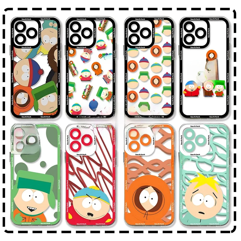 Coque de téléphone drôle s-south-park, étui arrière en TPU souple Transparent pour iPhone 16 15 14 13 12 11 Mini Pro Max X XR XSMax 7 8 Plus