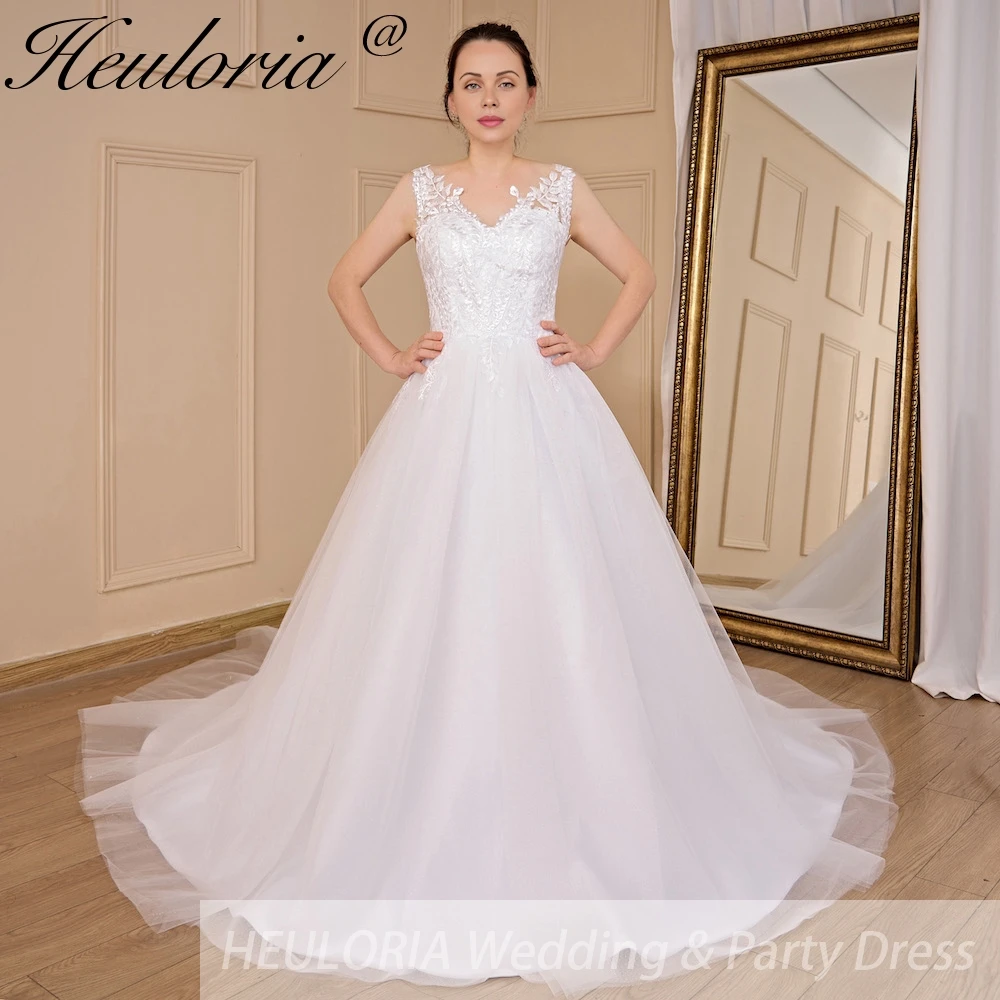 elegant A line wedding dress V neck lace applique bride dress Robe De Mariee Wedding Bride Dress long train